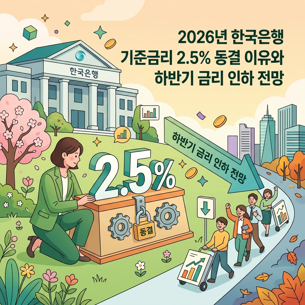ai thumbnail illustration 2026년 한국은행 기준금리 2.5 동결 이유와 하반기 금리 인하 전망 1787466835