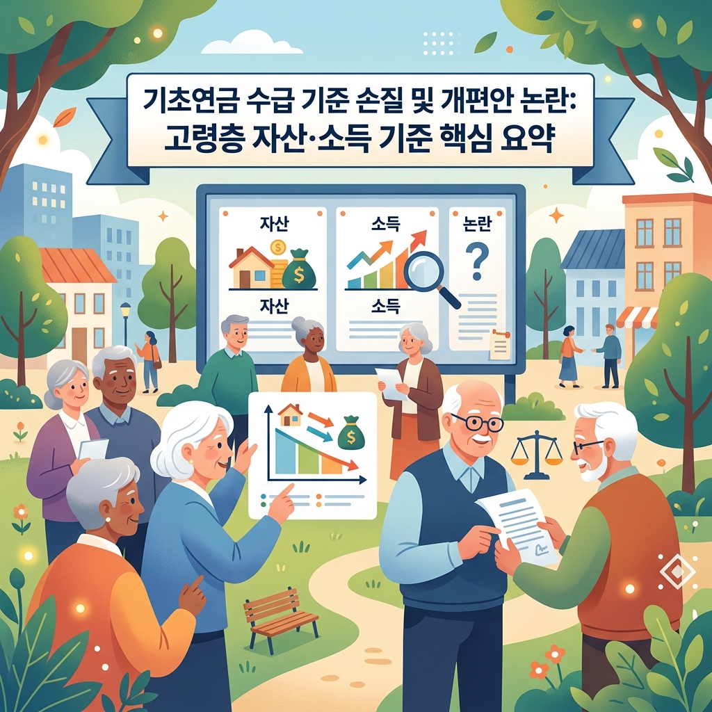 ai thumbnail illustration 기초연금 수급 기준 손질 및 개편안 논란 고령층 자산·소득 기준 핵심 요약 1787957511