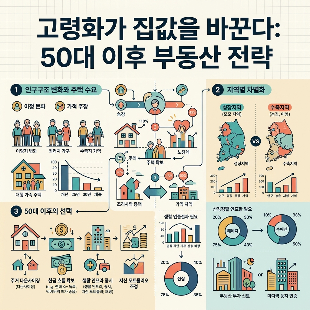 ai thumbnail infographic 고령화가 집값을 바꾼다 50대 이후 부동산 전략 1787782011