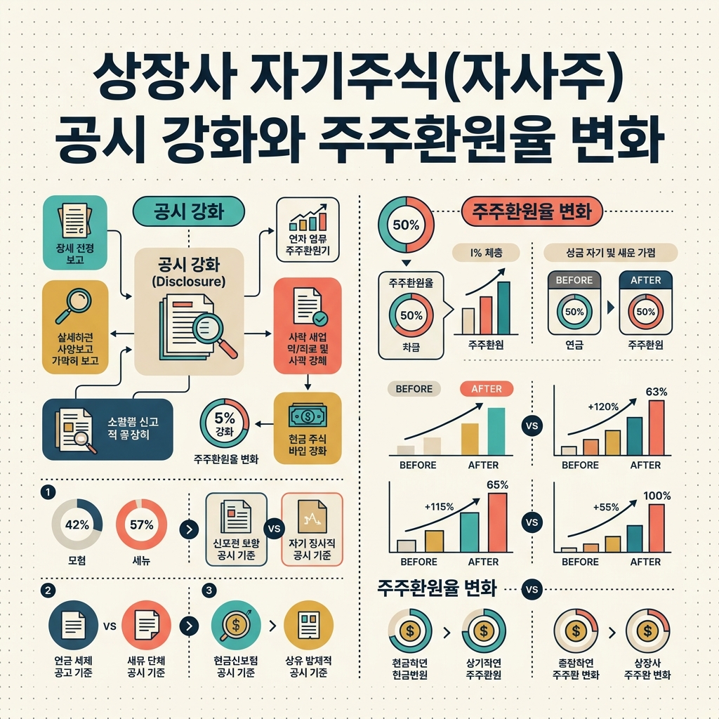 ai thumbnail infographic 상장사 자기주식자사주 공시 강화와 주주환원율 변화 1788128259