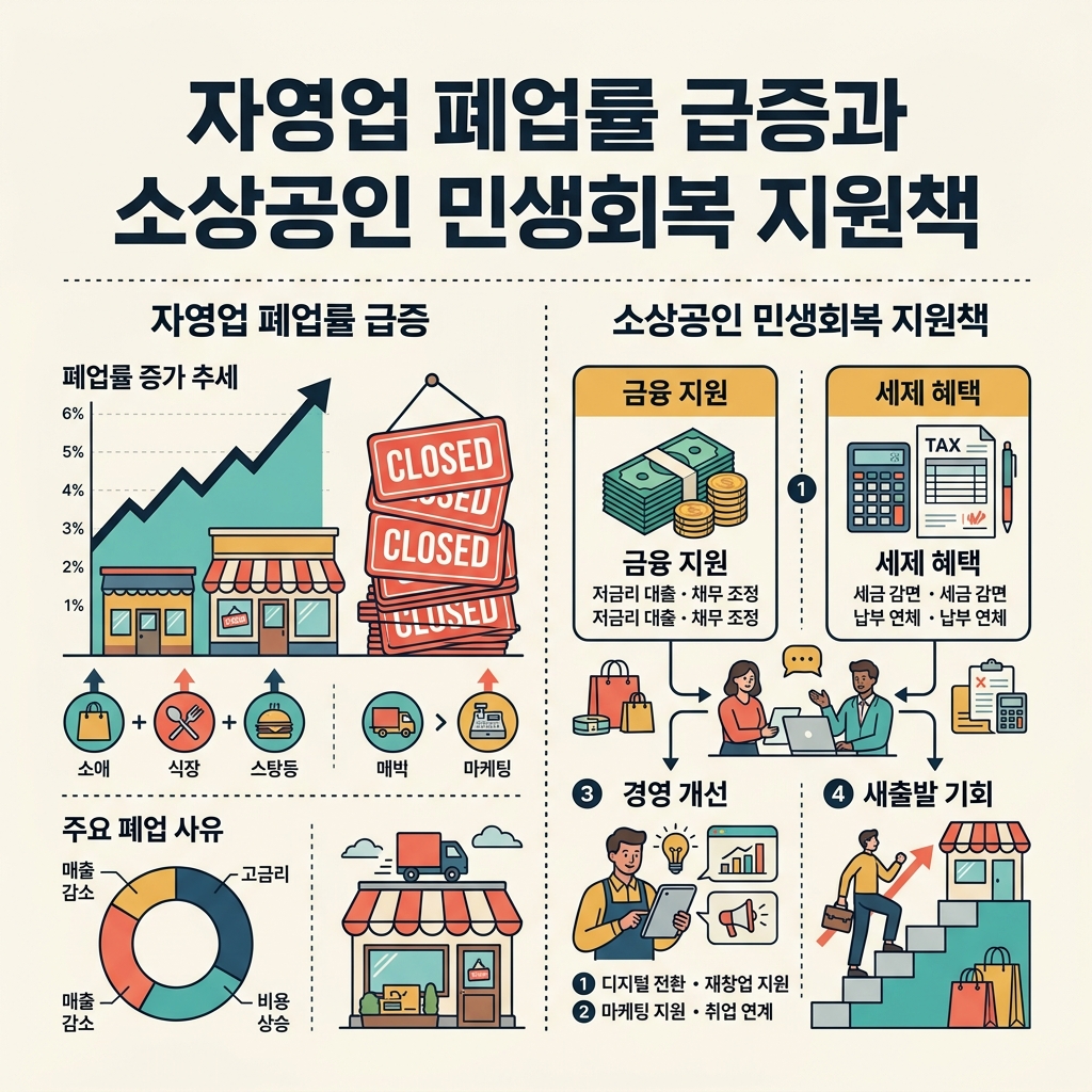 ai thumbnail infographic 자영업 폐업률 급증과 소상공인 민생회복 지원책 1788125277