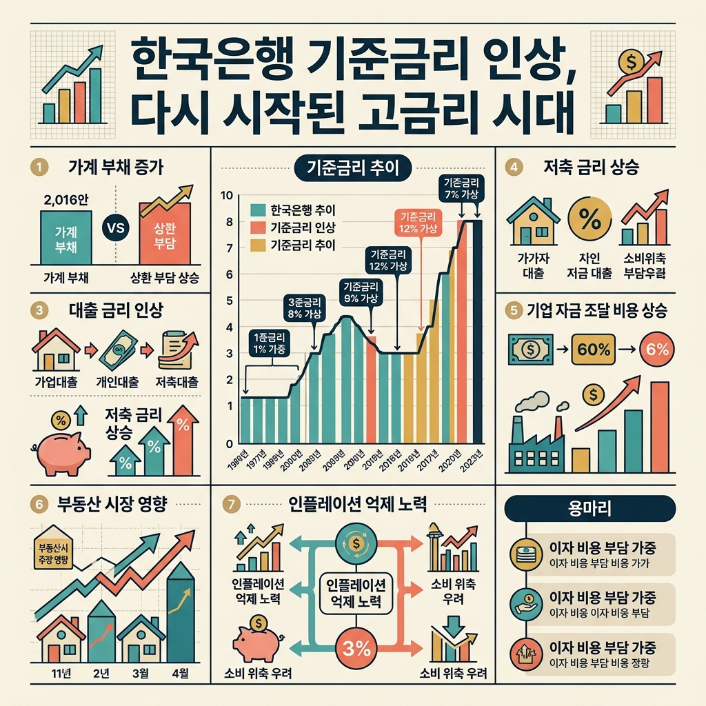 ai thumbnail infographic 한국은행 기준금리 인상 다시 시작된 고금리 시대 1788061053