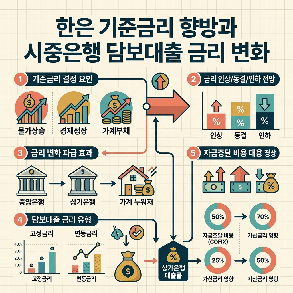 ai thumbnail infographic 한은 기준금리 향방과 시중은행 담보대출 금리 변화 1788124843