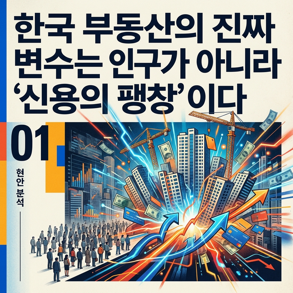 ai thumbnail poster 한국 부동산의 진짜 변수는 인구가 아니라 ‘신용의 팽창이다 1786684403