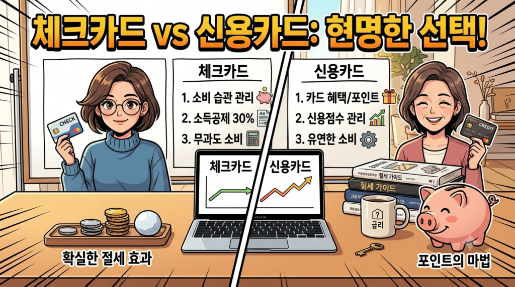 체크카드 vs 신용카드: 절세 및 소비 습관 관점 비교 1 Gemini Generated Image swzcnfswzcnfswzc