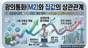 기준통화 유동성(M2) 증가율과 전국 아파트 가격 상승의 상관관계 1 스크린샷 2026 09 12 101101